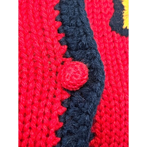 Vtg THE VILLAGER 100% Worsted Wool Sweater Women's S Petite Red Hand Embroidered - Picture 7 of 9